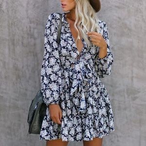 Vici Style is Eternal Tie Front Ruffle Dress